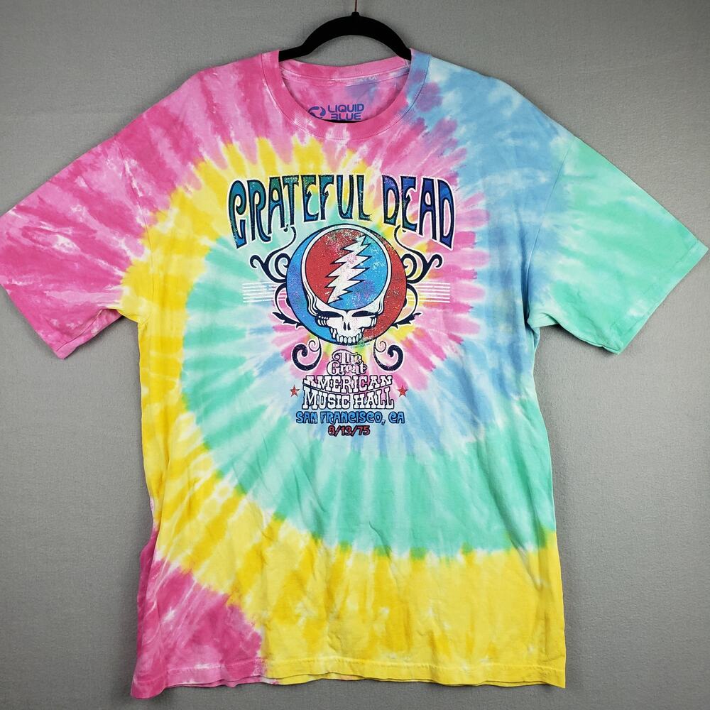 Liquid Blue Size XL Grateful Dead American Music Hall Graphic Tee Rainbow Spiral